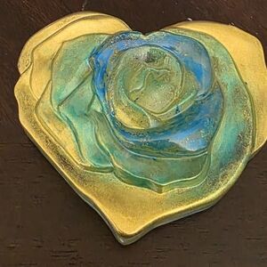 Gold and Blue Heart-Shaped Art Piece